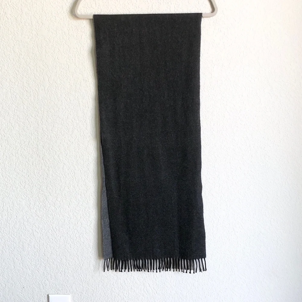 Red Envelope Cashmere Scarf Black Grey Fringe Lightweight